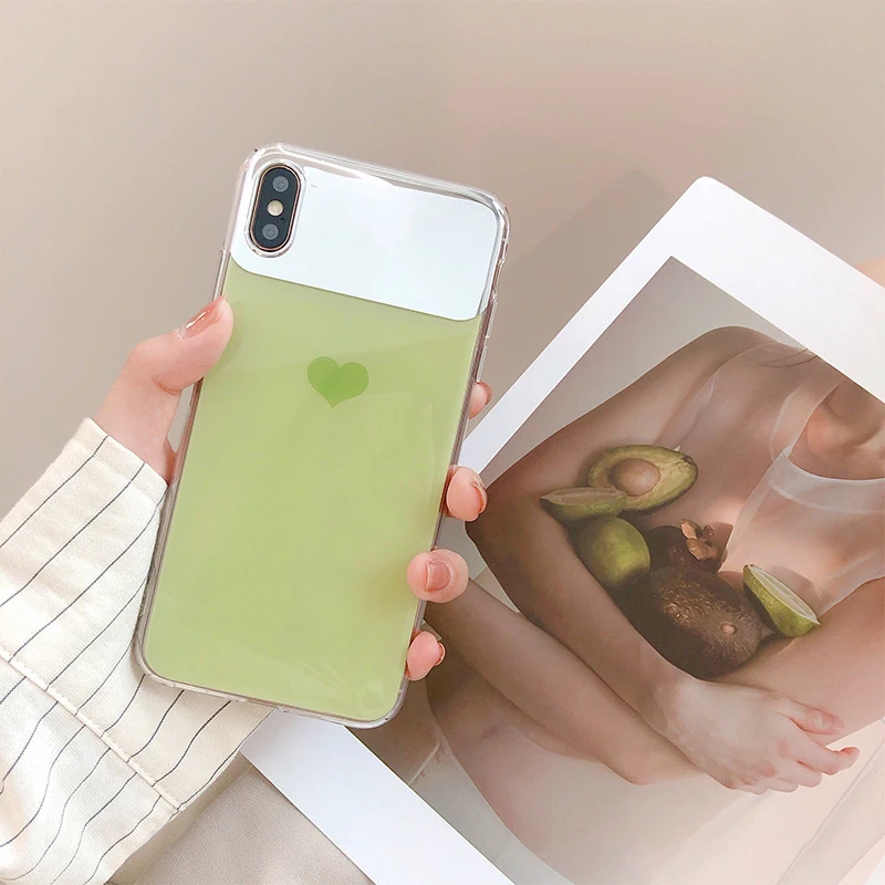 GlamPhoneCase Mirror Love Heart Solid Color Phone Case for iPhone XS Max XR X 8plus 8 7plus 7 6/6S Plus Soft Tpu Back Cover |