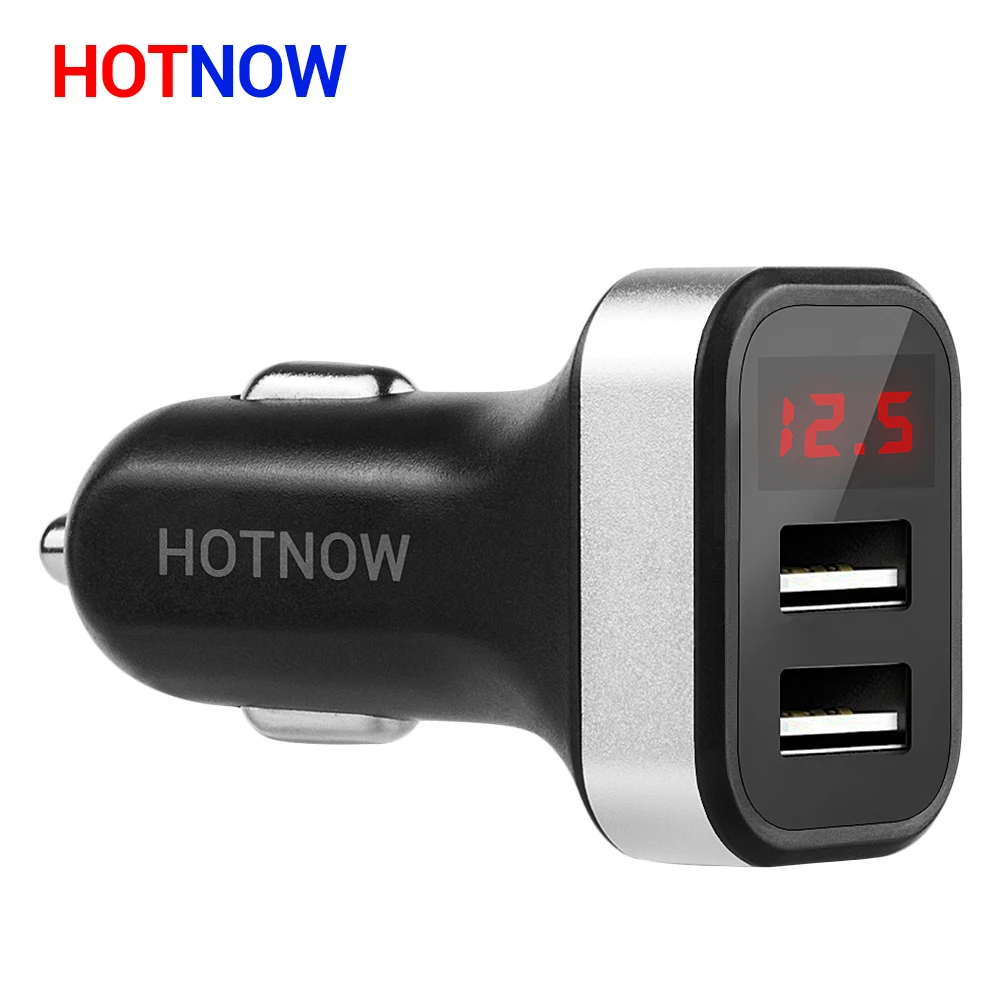 100 шт./лот USB Автомобильное зарядное устройство со светодиодным дисплеем Смарт