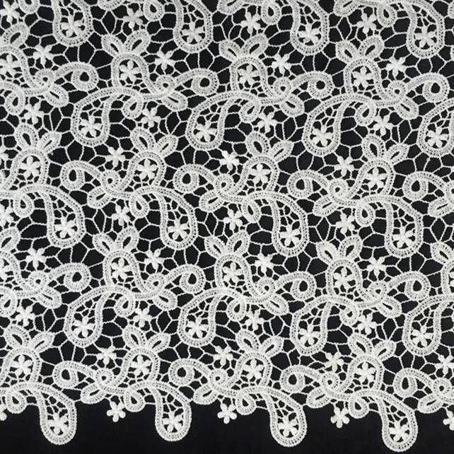 

2018 New African White Lace Fabric 5yards High Quality Cord Lace Water Soluble French Nigerian Lace Fabric For Women Party Dress