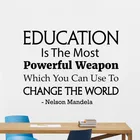 Наклейка на стену с цитатами Нельсона Манделы, обучение-самое мощное оружие, научный класс, постер, Виниловая наклейка, домашний декор X46