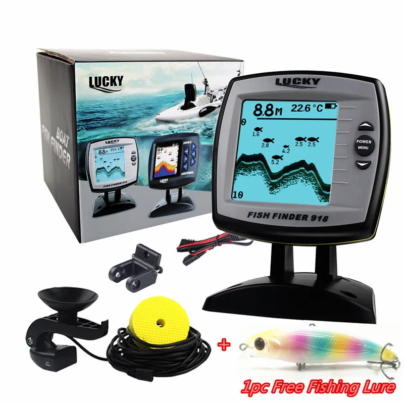 FF918 180S рыболокатор проводной датчик Fishfinder 45 градусов эхо ЖК локатор для рыб лодка
