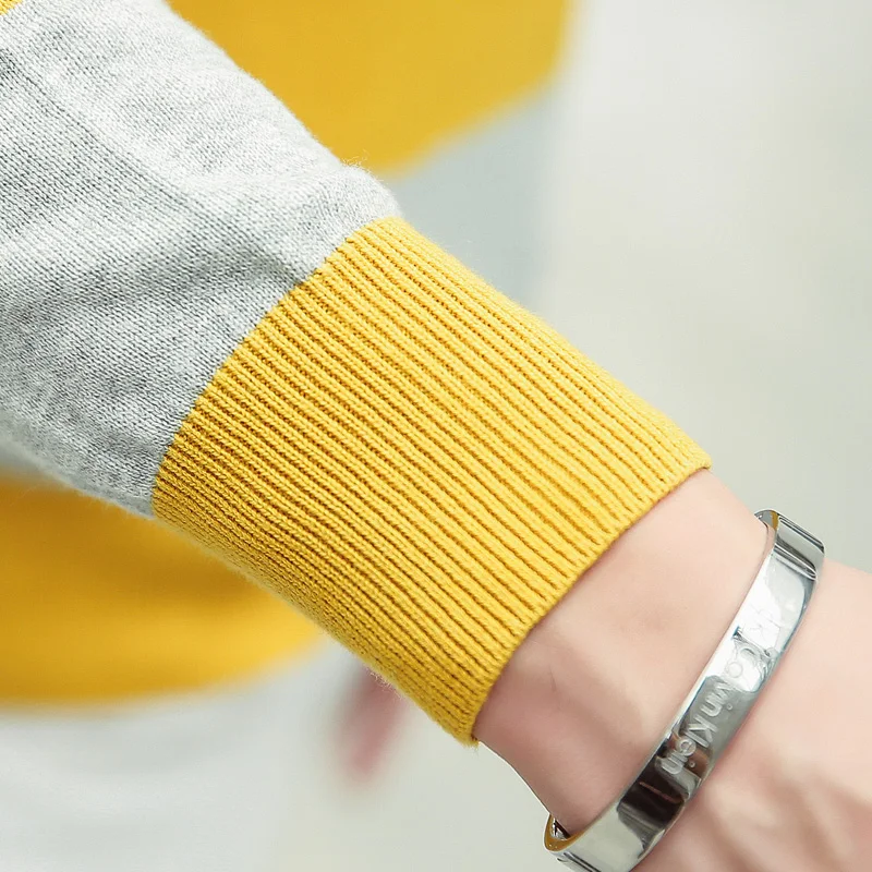 Мужской свитер повседневный дизайнерский приталенный хлопковый полной длины