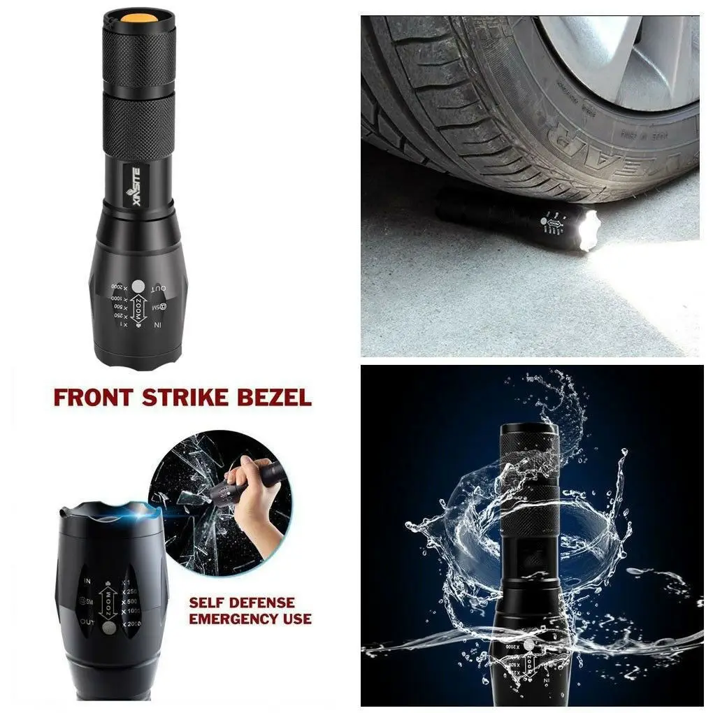 Outdoor Tactical LED T6 50000LM Lamp Flashlight Zoomable Torch 5-Mode 18650