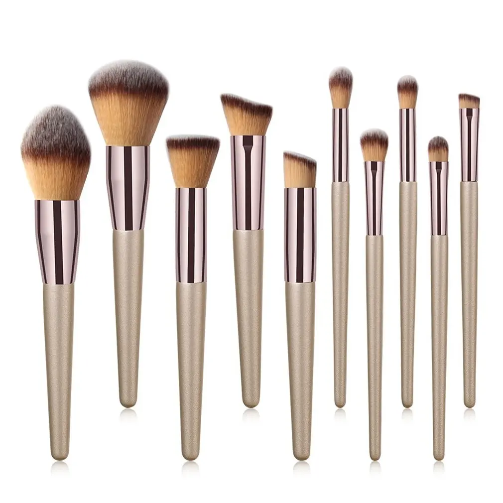 Набор кистей для макияжа цвета шампанского золотистого натуральные тени век