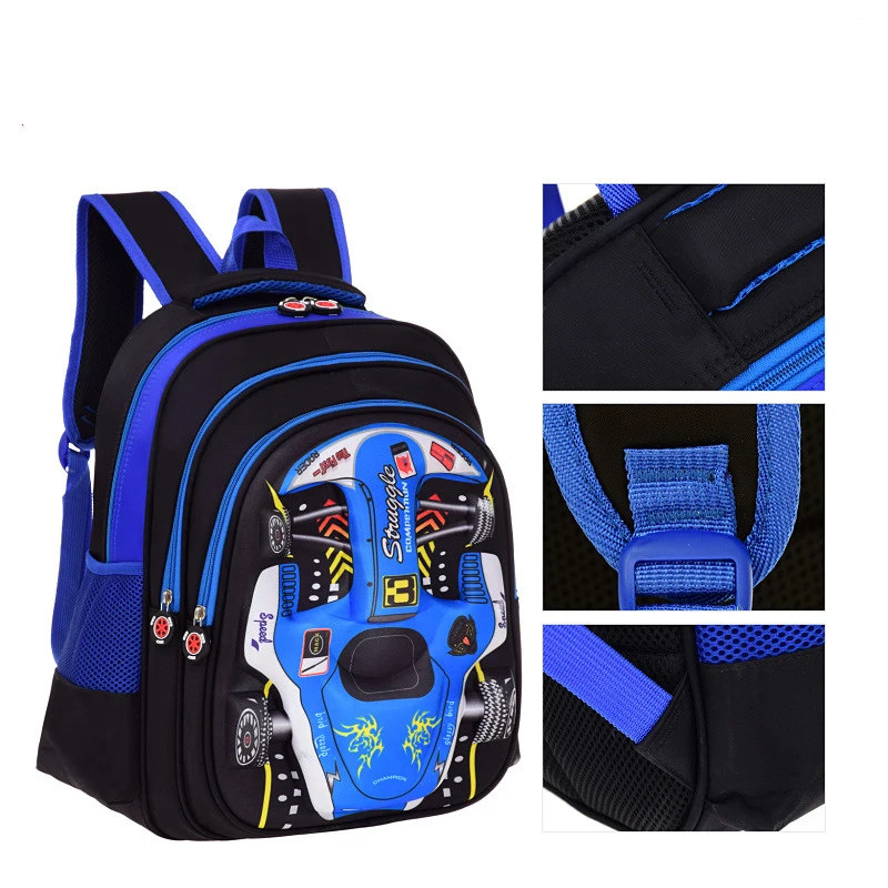 Новый автомобиль школьная сумка Начальная Школа Мальчиков EVA гоночный плеча Дети