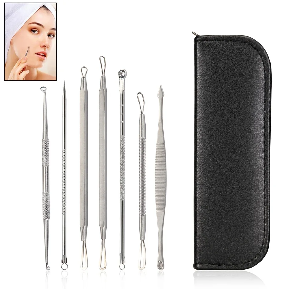 7PCS Tools Acne Blackhead Comedone Removal Loop Double Ended Extractor With Case | Красота и здоровье