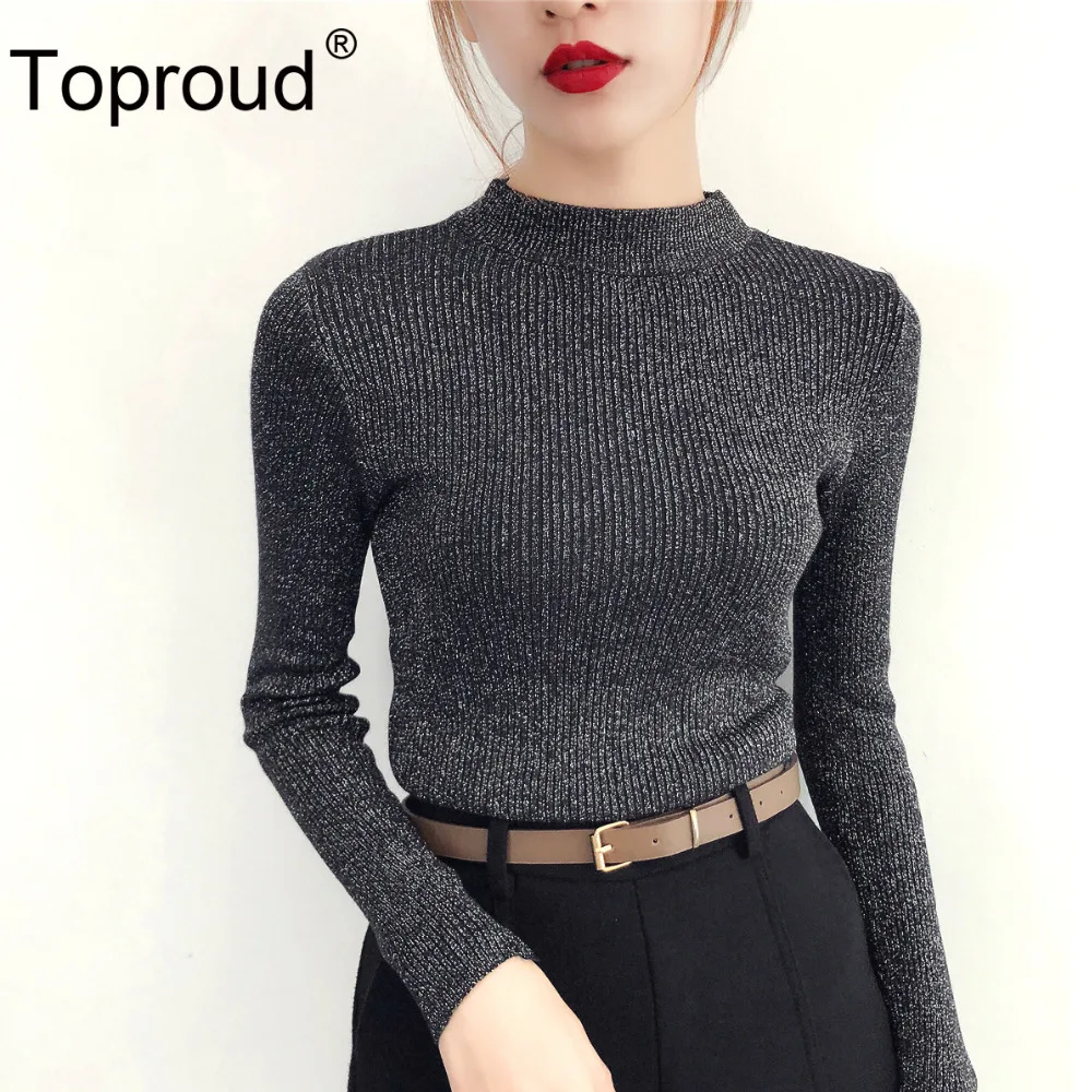 2018 Модный Блестящий осенне-зимний свитер с люрексом Женский пуловер длинными