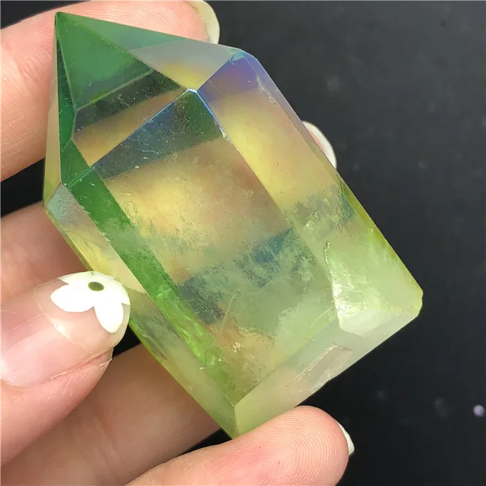 63g Кварцевый кристалл ТОЧКА РАДУГА Титан обработанный кварц палочка Acqua Aura Кристалл кварц точка подарок любовь подарок аксессуар - Цвет: 63g