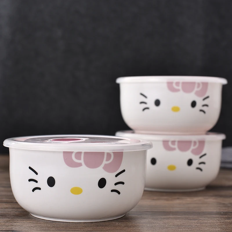 Рисунок «Hello Kitty» коробка 4 шт./компл. Портативный Керамика Коробки для обедов с изоляционные мешки термос для Еда детская Коробки для обедов Еда контейнер для хранения
