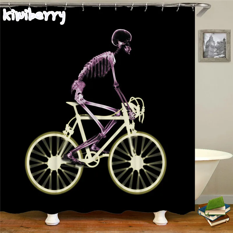 Современная более длинная смешной череп Ванная комната ткань для занавесок душа