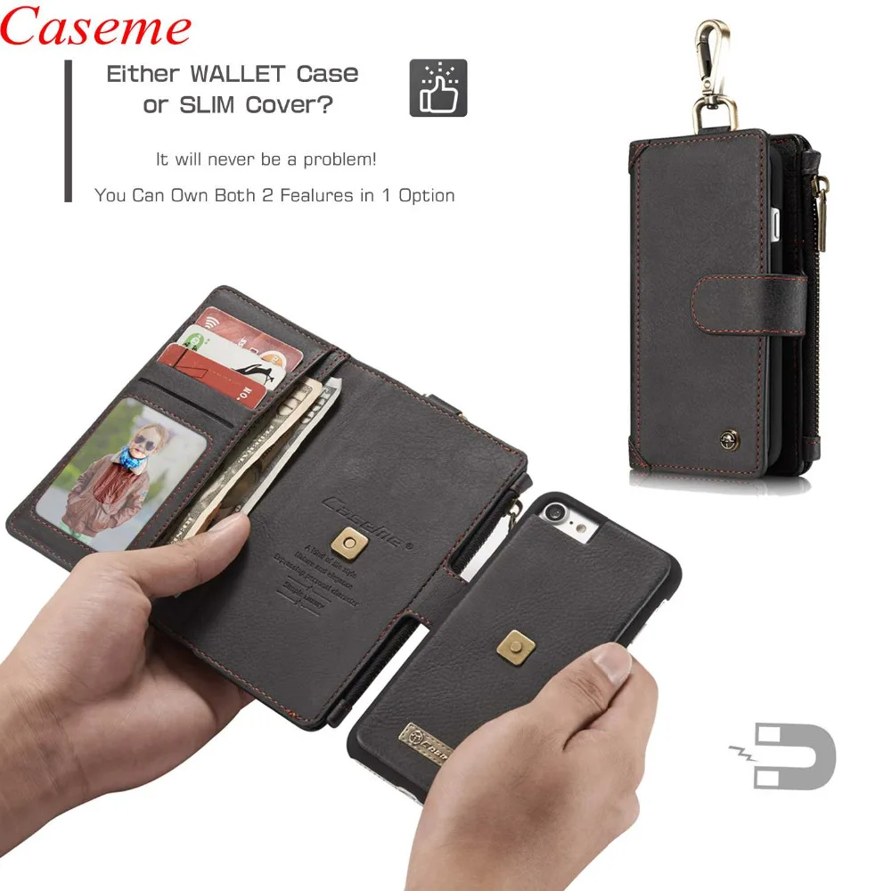 CaseMe 100% Оригинал CASEME для iPhone 6 s 7 Плюс Кожа мульти-слот Кошелек Чехол 4.7 2 5-дюймовый