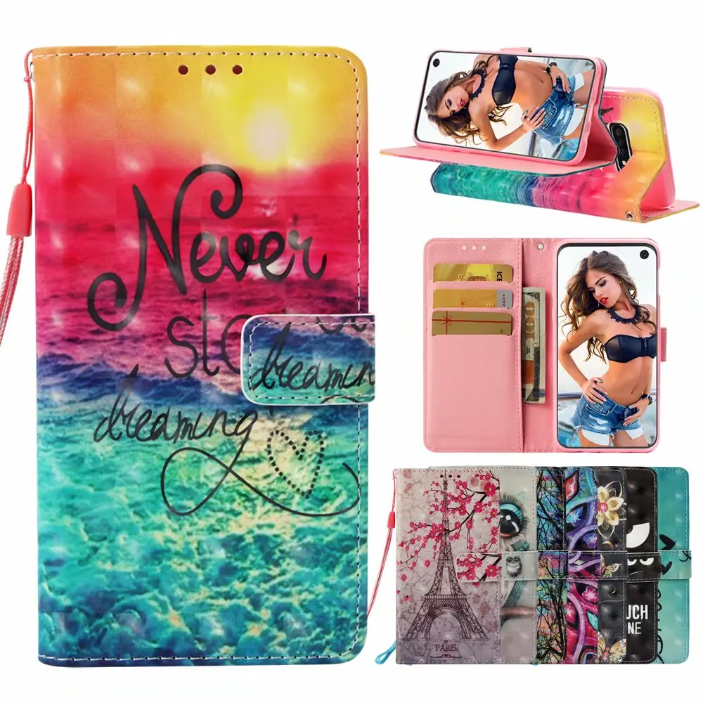 50pcs/lot 3D Dream Flower Skull Butterfly Wallet Leather Stand Case For Samsung Galaxy S10 / Lite Plus | Мобильные телефоны и