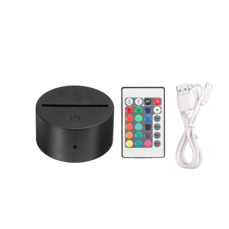 Led lamp base USB Cable Touch switch Modern Black Remote Control Night Light Acrylic 3D night Assembled Base | Лампы и освещение