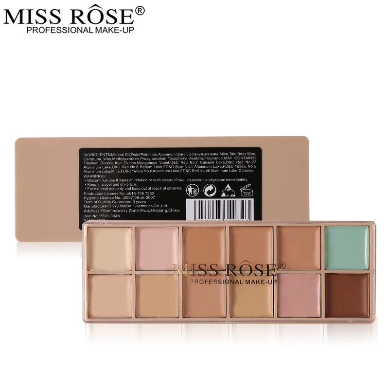 Miss Rose 12 цветов консилер палитра макияж базовый праймер крем для лица круглый контур хайлайтер стойкие