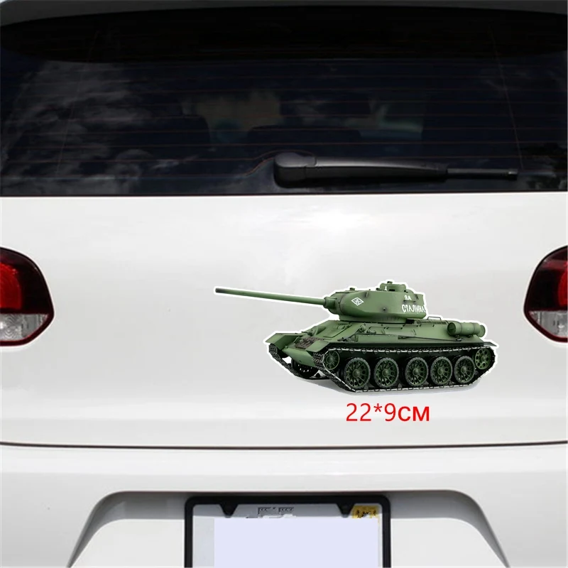 Tri Mishki WCS743 #22x9 см Бак T34 металлические дорожки СТАЛИНА наклейки на авто ПВХ цветные