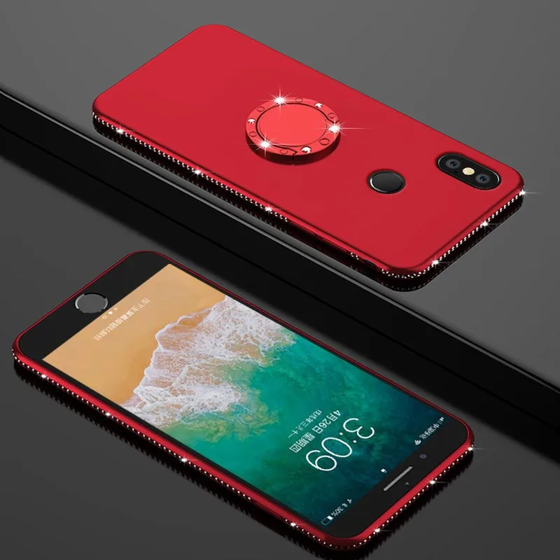Red Ring Алмазный силиконовый чехол-кольцо для Xiao mi A1 A2 Lite Pocophone F1 Red mi Note 4 4A 4X6 Pro 6A S2 5 Plus 5A Prime4 Max 3 mi 8 SE - Цвет: Red Ring