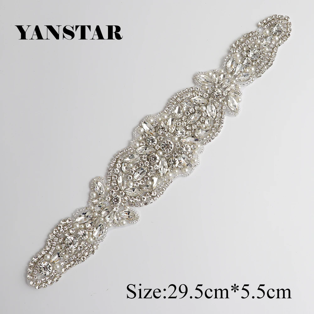 

YANSTAR (30 шт.) оптовая продажа аксессуаров для свадебных платьев с аппликацией прозрачный серебряный пояс Стразы YS959