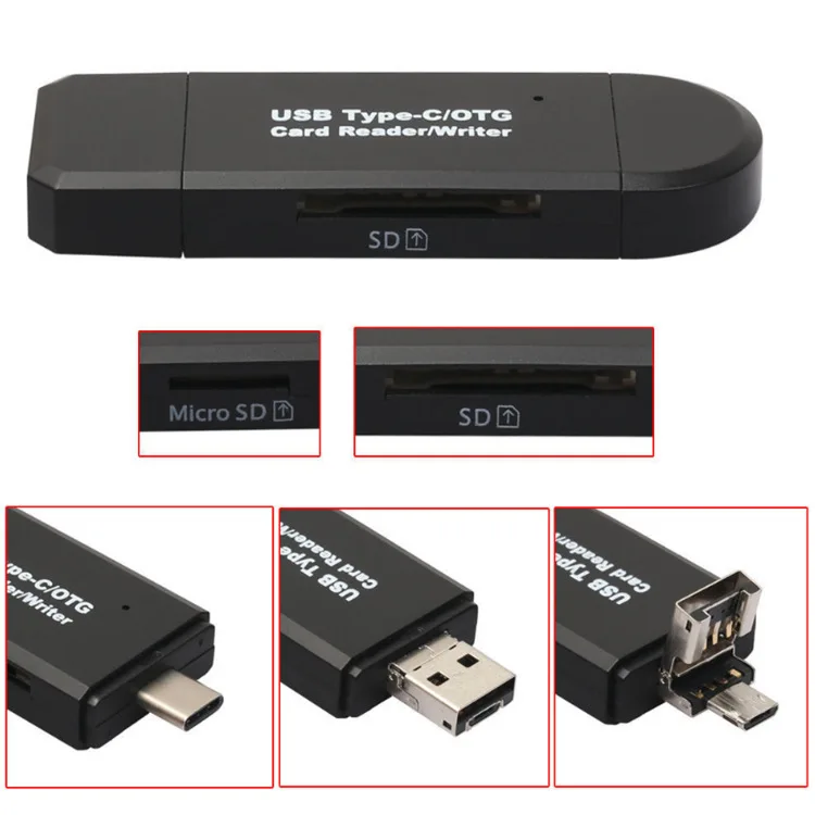 3 в 1 type C и micro USB OTG кард ридер высокоскоростной USB2.0 Универсальный TF/SD для Android