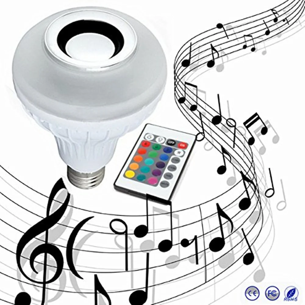

Wireless 12W Power E27 LED rgb Bluetooth Speaker Bulb Light Lamp Music Playing & RGB Lighting with Remote Control