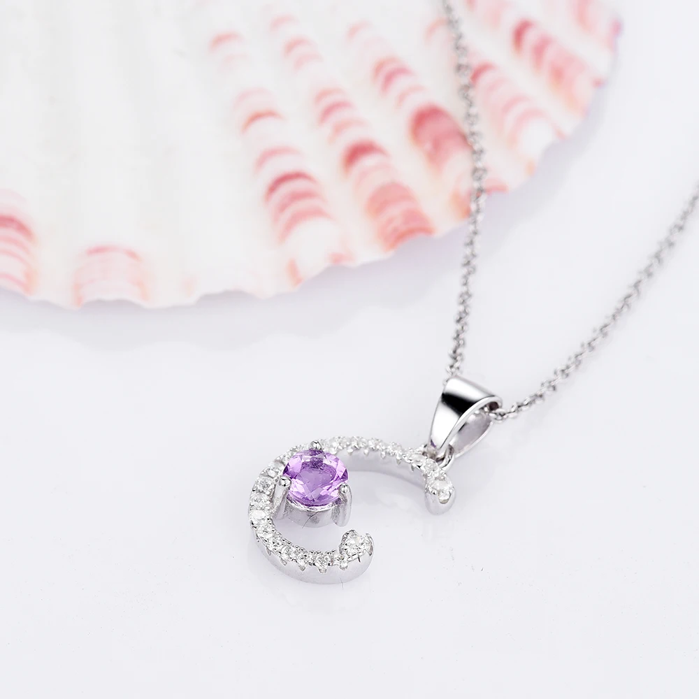 L&ampzuan 100% 925 Sterling Silver Letter C Pendant for Woman 0.74ct Gemstones Charm Pendants Necklace Fine Jewelry Chains | Украшения и