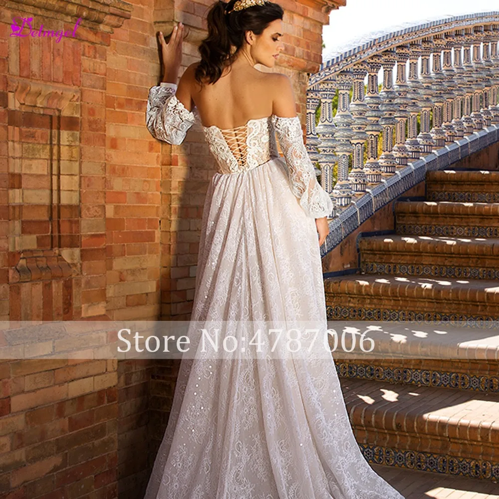 Detmgel сексуальные аппликации со съемным шлейфом кружевные свадебные платья