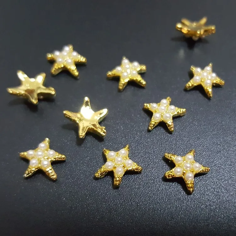 Модные японские украшения для ногтей 50 шт. сплав Морская звезда с жемчугом дизайн