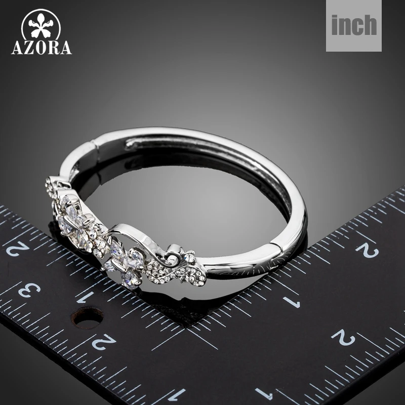 Женский браслет с фианитом AZORA белый и золотой TB0084|bracelet bangle for women|bangles womengold color |