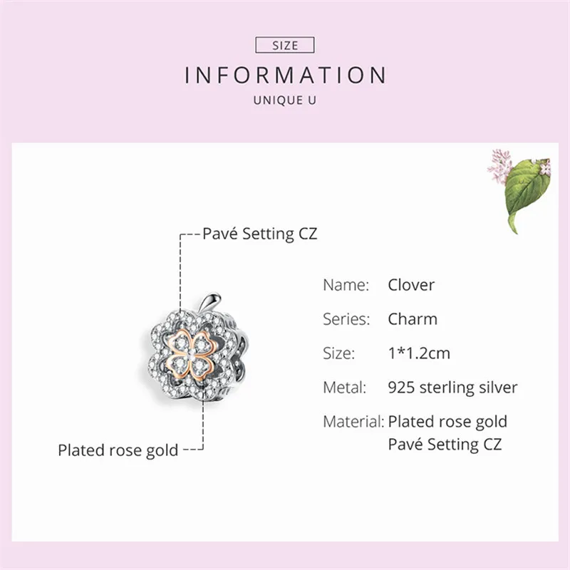 INBEAUT 100% 925 Sterling Silver Original CZ Clover Apple Beads fit Brand Bracelet Rose Gold Zircon Fruit Charms diiy Jewelry | Украшения и