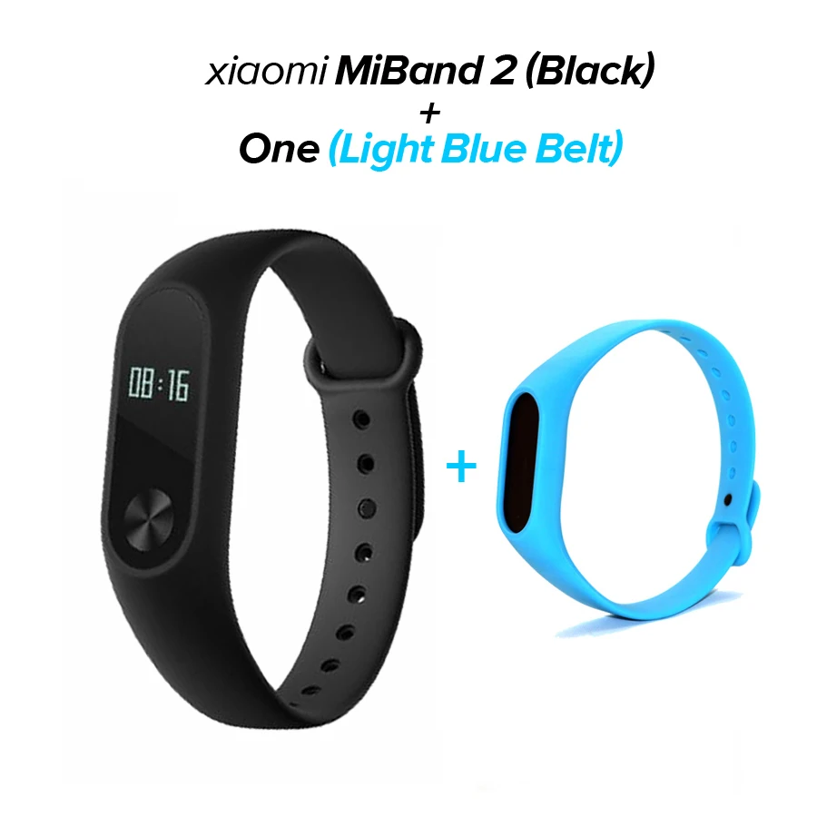 Xiaomi mi Band 2 mi band 2 фитнес-трекер монитор сердечного ритма OLED дисплей тачпад Bluetooth 4,0 для Android IOS - Цвет: Black N Light blue