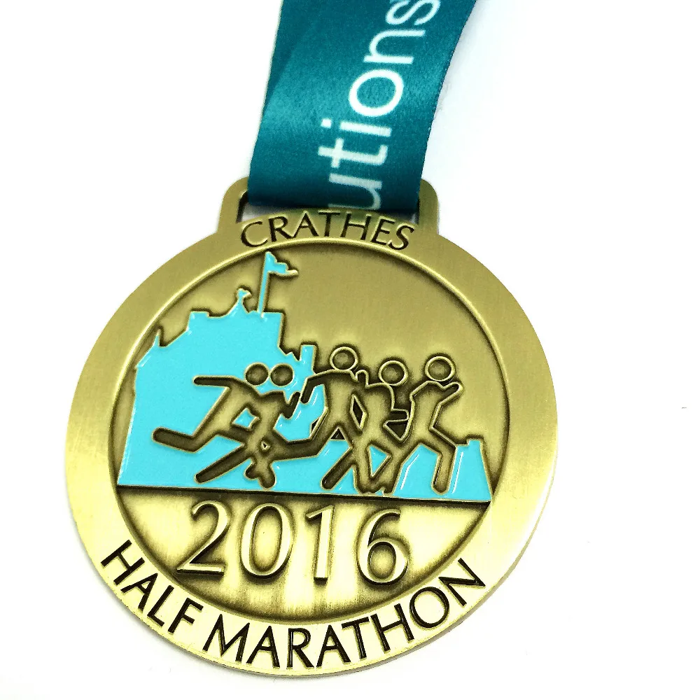 

customized triathlon sport medal engraved / embossed zinc die cast medals with cotton ribbon--50.8mm diameter-100pcs
