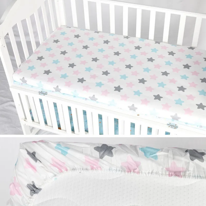 

Baby Bed Crib Sheet Mattress Cover 100% Cotton Crib Fitted Sheet Soft Baby Bed Mattress Cover Protector Cartoon Newborn Bedding