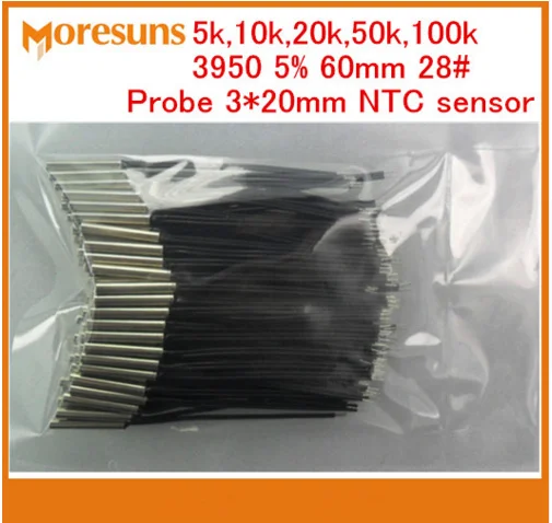 Датчик температуры NTC 5k 10k 20k 50k 100k 3950 5% 60 мм 28 #3*20 датчик NTC|thermistor temperature sensor|ntc thermistor