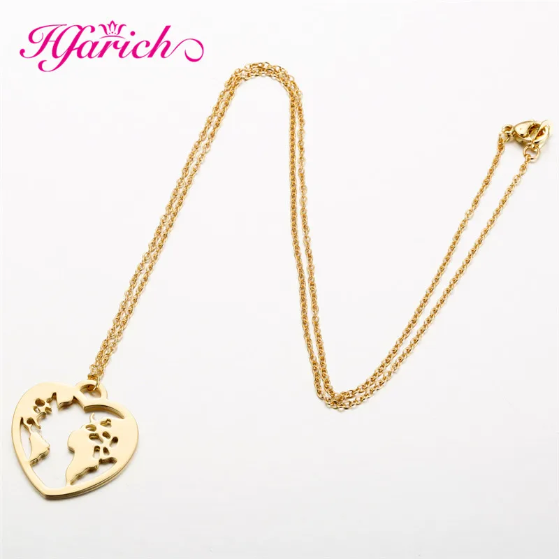 Hfarich 2019 Новый Мода сердце Цепочки и ожерелья мир украшения в виде географических