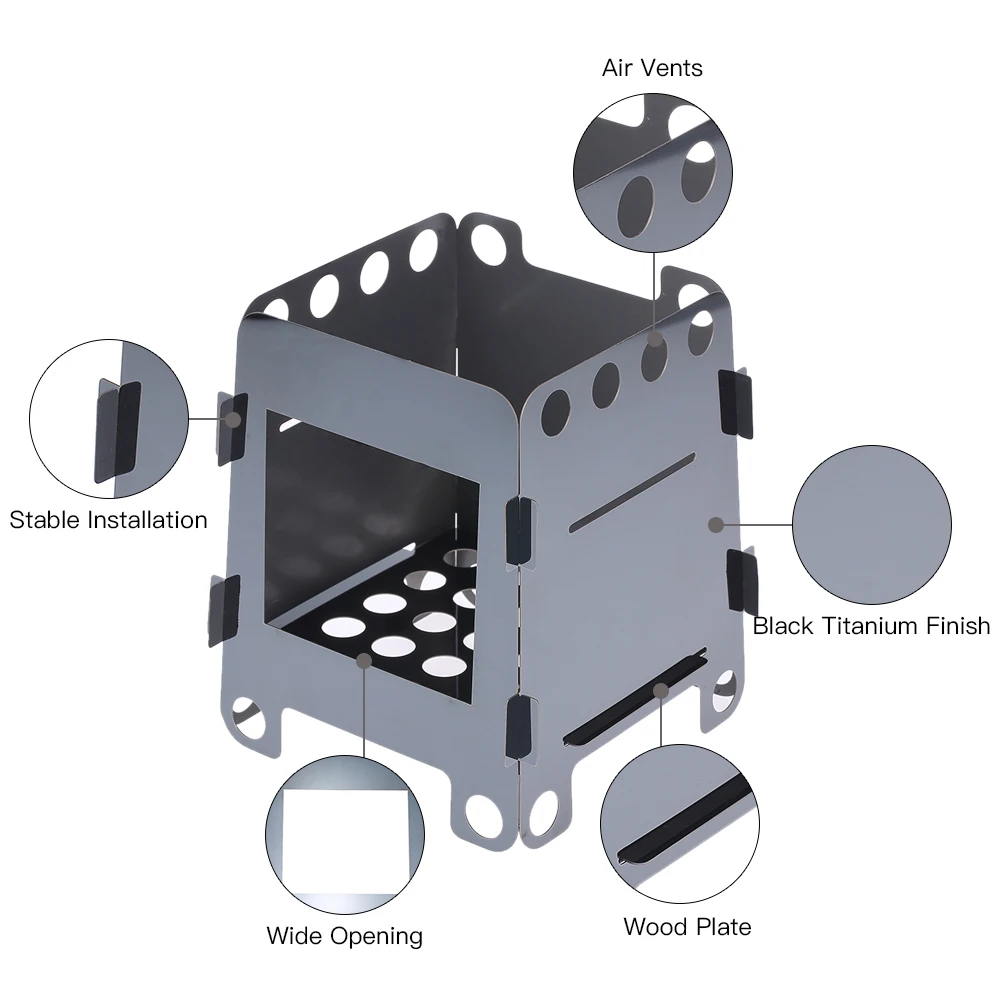 Портативная складная деревянная печь уличная для кемпинга из нержавеющей стали