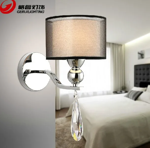 Modern Brief Crystal Fabric Shade Wall Lamp 3W E27 Light Source Living Room\Bedding Room\Balcony Free Shipping | Лампы и освещение
