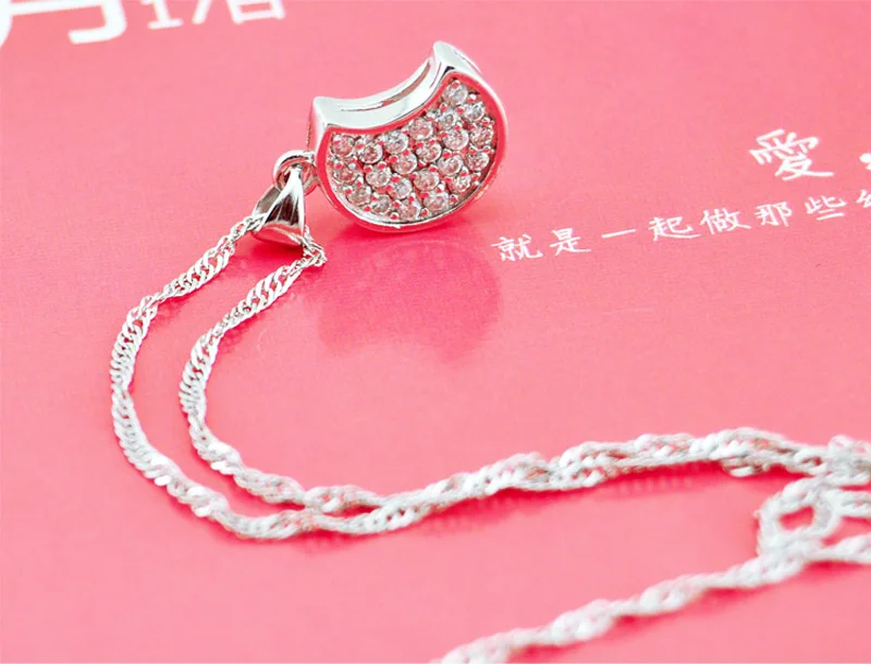 Women's necklaces 925 sterling silver fashion goddess accessories Shiny zircon moon necklaces. birthday present | Украшения и