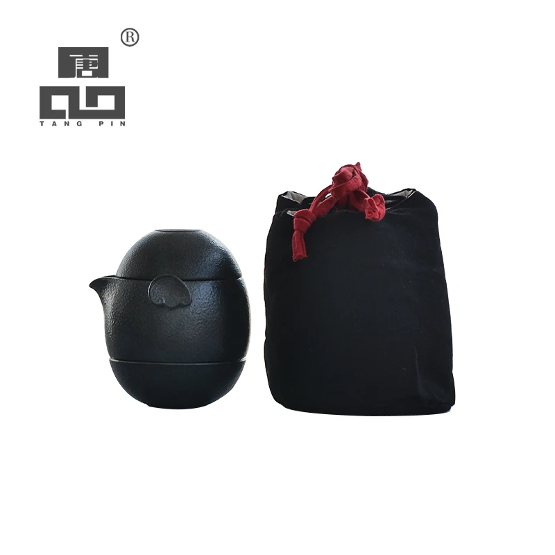 TANGPIN черная глиняная посуда яйцо керамический чайник Gaiwan чайные чашки Портативный чайный набор для путешествия с сумкой для путешествий