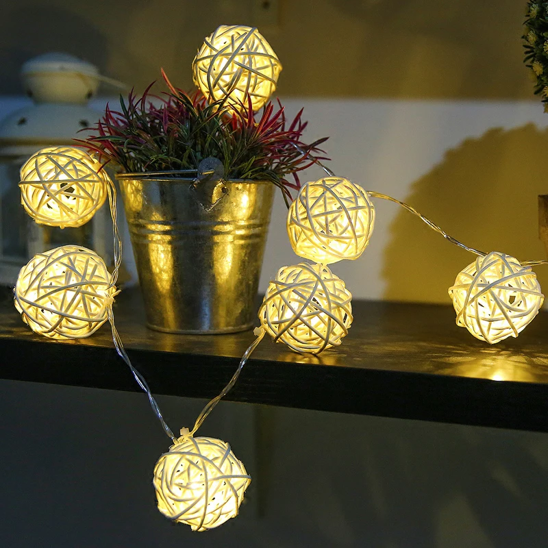 5 м RGB LED ротанговый шар рождественские медные струнные огни AA на батарейках Sepak