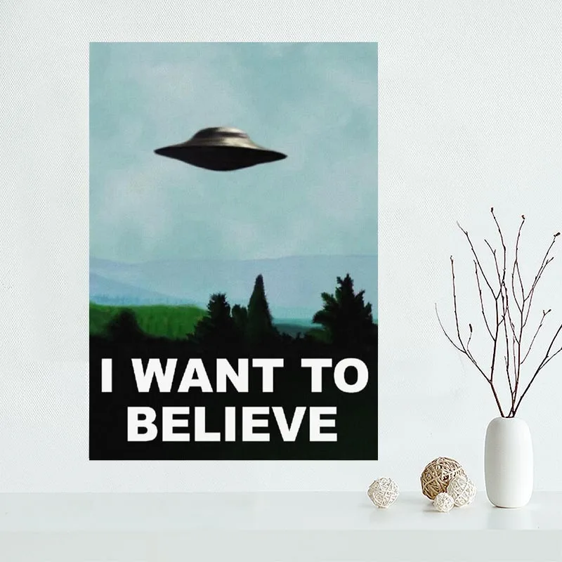 

Холщовый постер UFO I Want To Believe Tower, печатный тканевый настенный постер