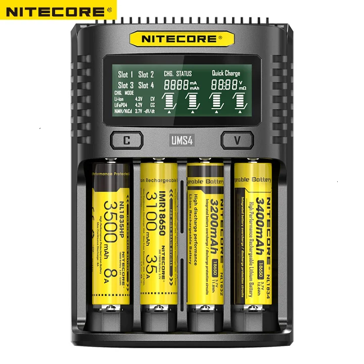 Умное зарядное устройство NITECORE UMS4 с четырьмя слотами и поддержкой быстрой