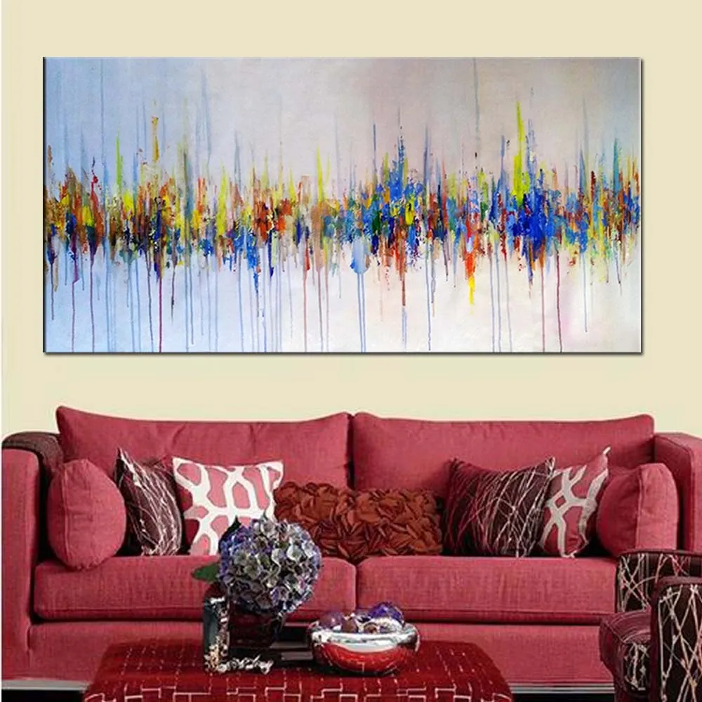 Hand Painted Abstract Canvas Oil Painting Colorful Wall Picture Living Room Bedroom Hotel Home Decor Gift | Дом и сад