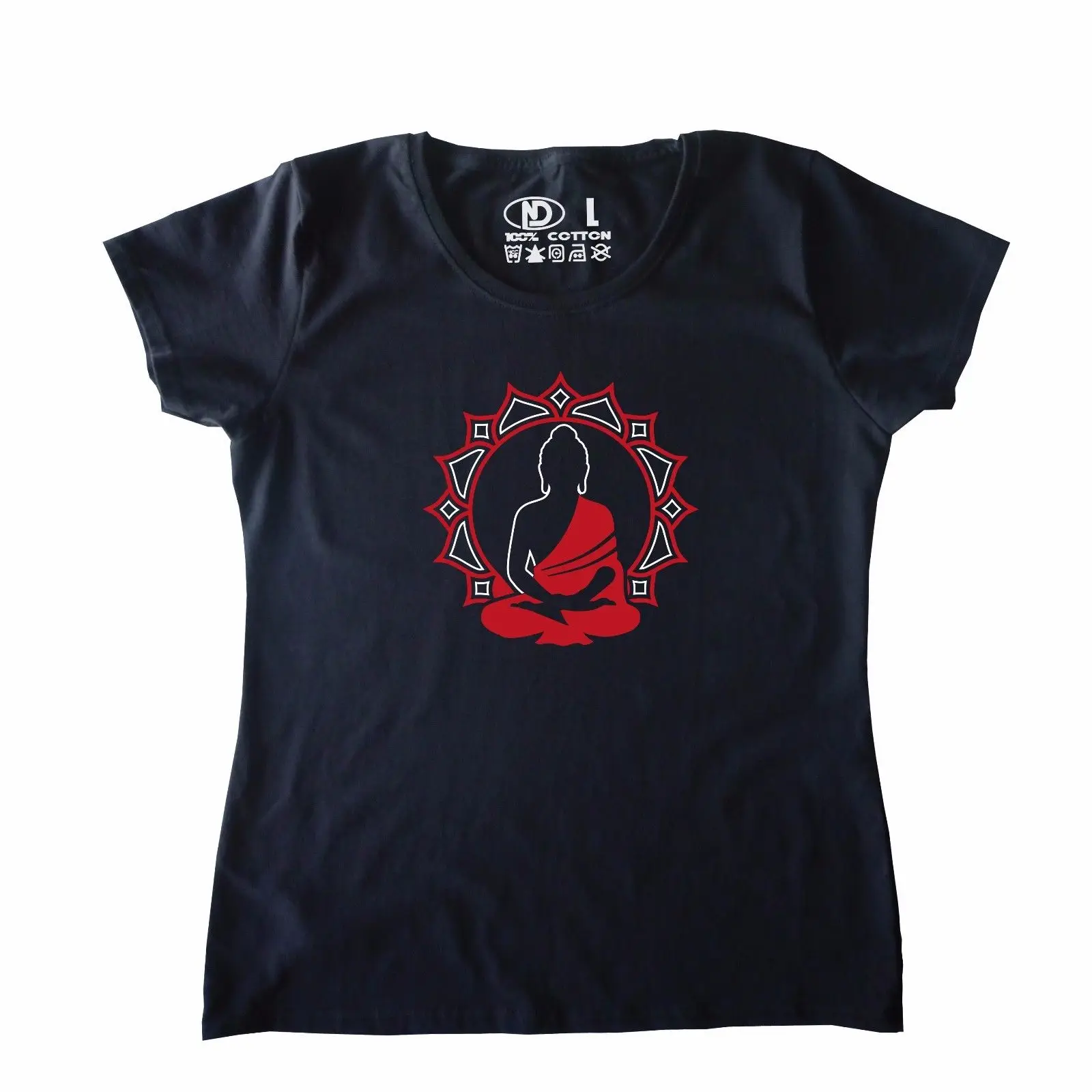 Будда Цветок лотоса Логотип Женская футболка духовный Топ дзен медитация Новые