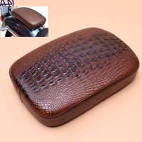 motorcycle rear fender solo seat cover crocodile leather style pillion pad brown seat 8 suction cups protect for harley cafe