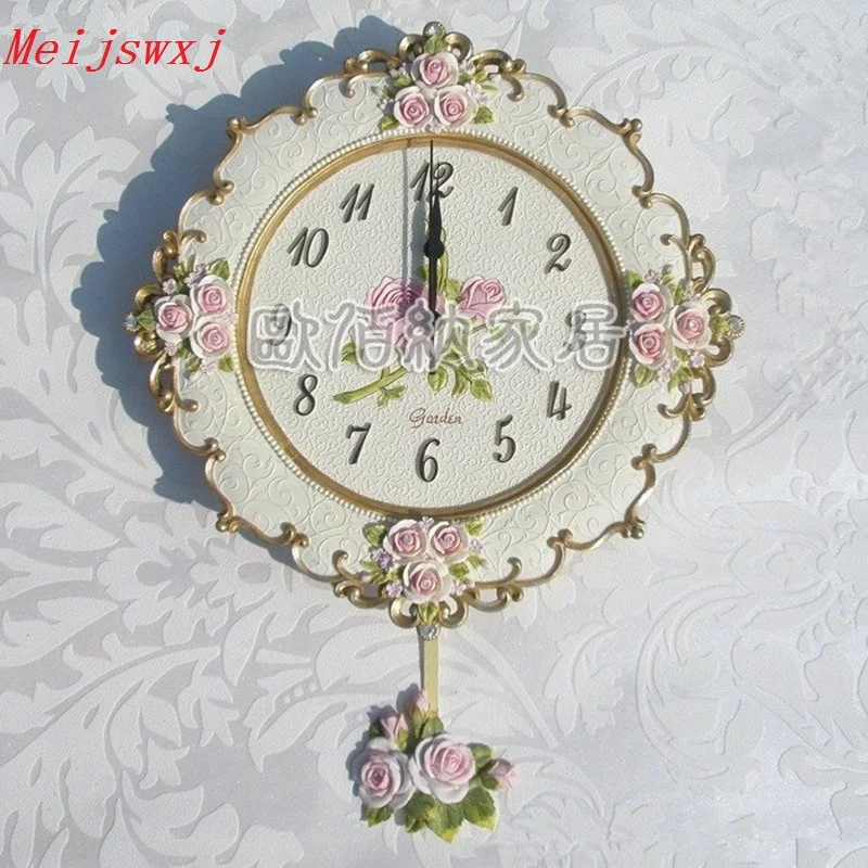 2017 настенные часы Meijswxj Saat в виде роз обои из смолы|rose clock|wall clockresin clock |