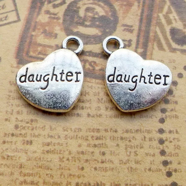 

100pcs Charm daughter lettering pendant 18*15mm Antique silver Handmade Jewelry Making DIY Supplies European Alloy accessories