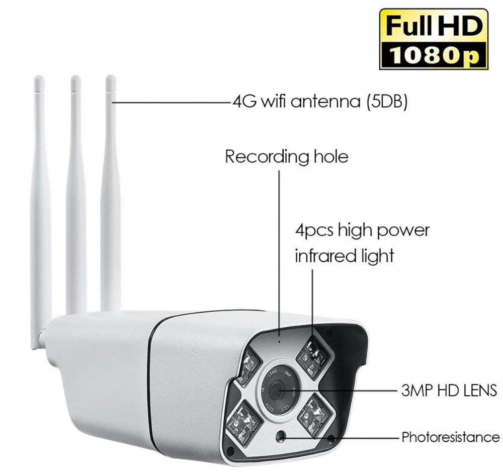 4G 3g sim-карта ip-камера Wifi беспроводная наружная H.264 2mp пуля Водонепроницаемая cctv