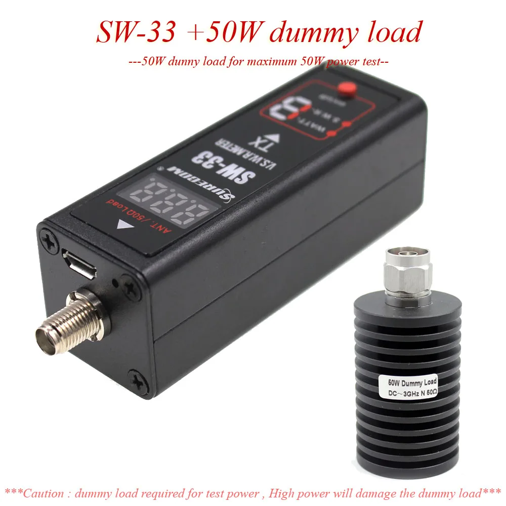 SW33 50W Dummy load Surecom SW33 мини-измеритель мощности и КСВ VHF/UHF 125-525 МГц портативный тестер для ветчины рации - Цвет: SW33 50W Dummy load