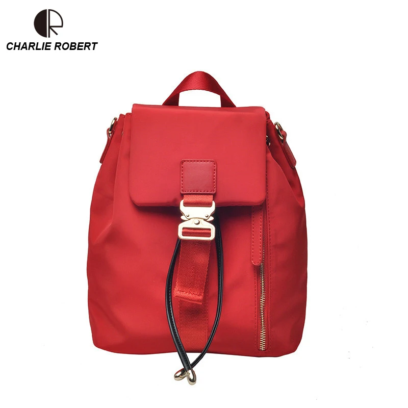 

2019 New Fashion Nylon Three Colors Solid Casual Women Lady Backpack Hasp Elegant Luxury New Winter Style Backpack
