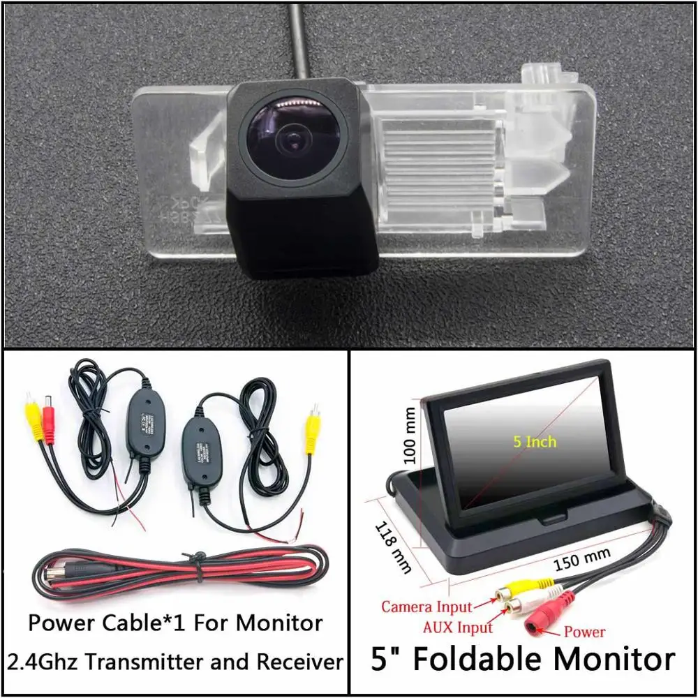 C Wireless 5 inch F Full HD резервная камера заднего вида для Skoda Rapid FL Rapid Spaceback хэтчбек Octavia Автостоянка ЖК-зеркало монитор - Название цвета: C Wireless 5 inch F