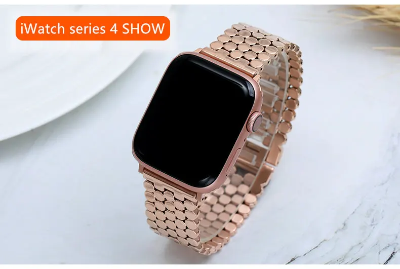Ремешок из нержавеющей стали для Apple watch 38 мм 42 мм iwatch 4 группа 44 мм 40 мм Блестящий металлический браслет для Apple watch 5 4 3 2